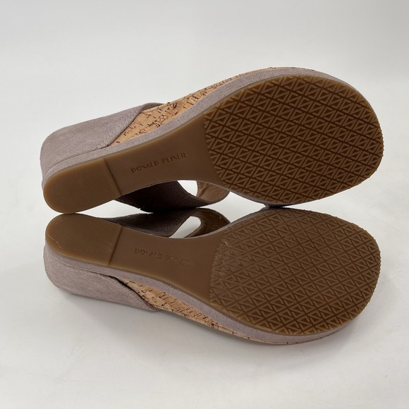 Donald Pliner Myrtle60 Mushroom Distressed Metallic Cork Wedge Sandals 8M NEW - Picture 7 of 9